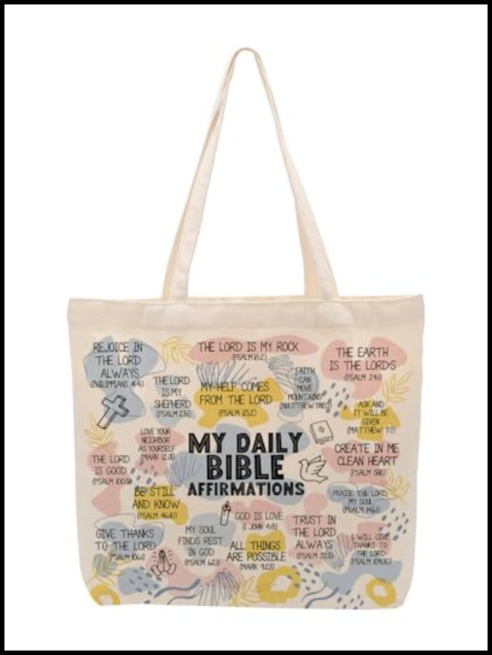 Canvas Tote Bag Self Love Daily Affirmations Inspirational Gift for Women